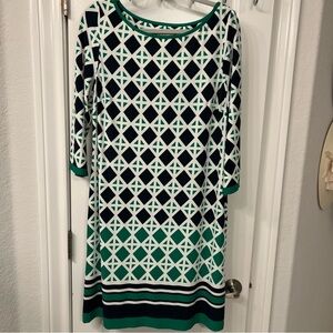 Geometric Green and Black Dress